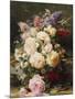 Still Life with Roses, Syringas and a Blue Tit on a Mossy Bank-Jean Baptiste Claude Robie-Mounted Giclee Print