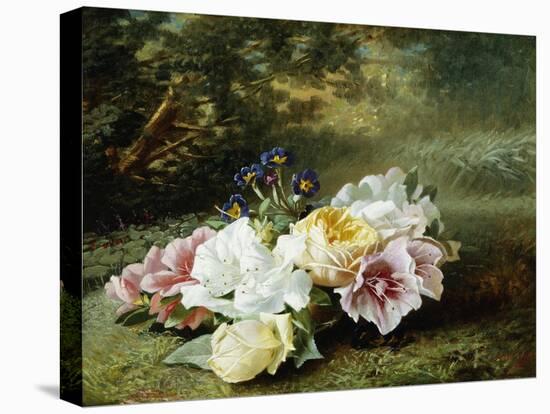 Still Life with Roses-C.f. Hurten-Stretched Canvas