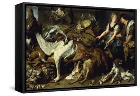 Still-Life with She-Dog and Her Puppies, as Well as a Male and Female Cook, C. 1625-Frans Snyders-Framed Stretched Canvas