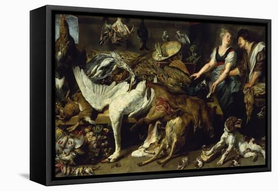 Still-Life with She-Dog and Her Puppies, as Well as a Male and Female Cook, C. 1625-Frans Snyders-Framed Stretched Canvas