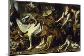 Still-Life with She-Dog and Her Puppies, as Well as a Male and Female Cook, C. 1625-Frans Snyders-Mounted Giclee Print