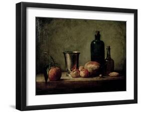 Still-Life with Silver Beaker, Fruit and Bottles on a Table-Jean-Baptiste Simeon Chardin-Framed Giclee Print