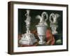Still Life with Silver Candelabra and Ewers-Meiffren Conte-Framed Giclee Print