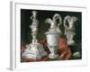 Still Life with Silver Candelabra and Ewers-Meiffren Conte-Framed Giclee Print