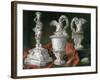 Still Life with Silver Candelabra and Ewers-Meiffren Conte-Framed Giclee Print