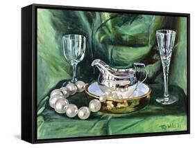 Still life with Silver Jug 2021 (oil on canvas)-Tilly Willis-Framed Stretched Canvas