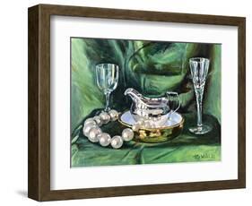 Still life with Silver Jug 2021 (oil on canvas)-Tilly Willis-Framed Giclee Print