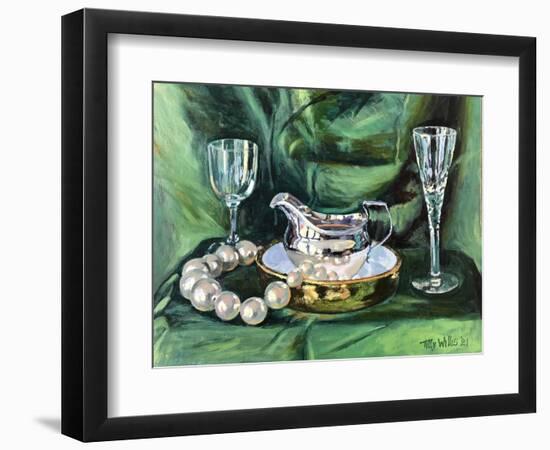 Still life with Silver Jug 2021 (oil on canvas)-Tilly Willis-Framed Giclee Print