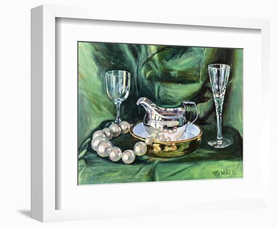 Still life with Silver Jug 2021 (oil on canvas)-Tilly Willis-Framed Giclee Print