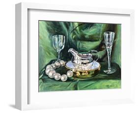 Still life with Silver Jug 2021 (oil on canvas)-Tilly Willis-Framed Giclee Print