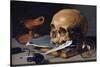 Still Life with Skull and Quill-Pieter Claesz-Stretched Canvas