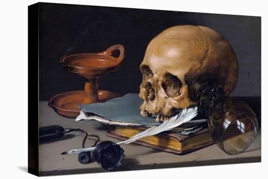 Still Life with Skull and Quill-Pieter Claesz-Stretched Canvas