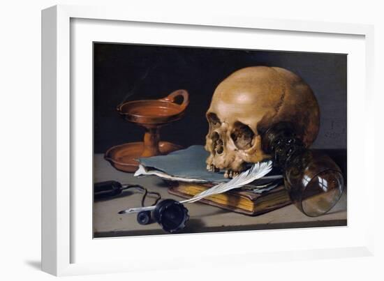 Still Life with Skull and Quill-Pieter Claesz-Framed Giclee Print