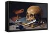 Still Life with Skull and Quill-Pieter Claesz-Framed Stretched Canvas