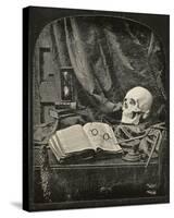 Still Life with Skull, Open Book with Glasses, and Hourglass-Thomas Richard Williams-Stretched Canvas