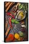 Still Life with Spices and Olive Oil-Andrii Gorulko-Framed Stretched Canvas