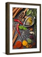 Still Life with Spices and Olive Oil-Andrii Gorulko-Framed Photographic Print