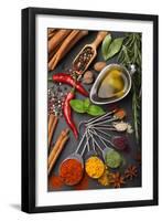 Still Life with Spices and Olive Oil-Andrii Gorulko-Framed Photographic Print