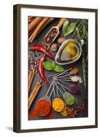 Still Life with Spices and Olive Oil-Andrii Gorulko-Framed Photographic Print