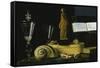 Still-Life with Statue, Books and Shells-Sebastian Stosskopf-Framed Stretched Canvas