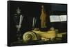 Still-Life with Statue, Books and Shells-Sebastian Stosskopf-Framed Stretched Canvas