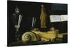 Still-Life with Statue, Books and Shells-Sebastian Stosskopf-Stretched Canvas