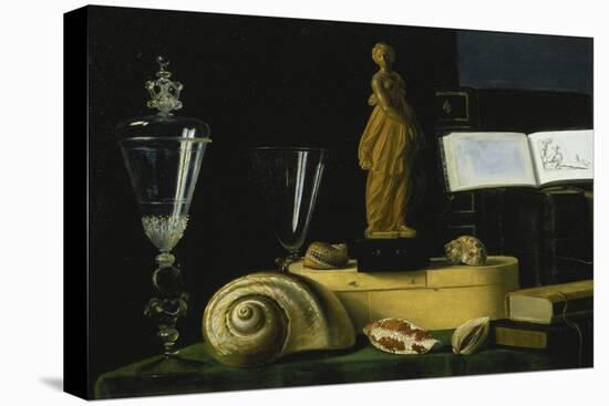 Still-Life with Statue, Books and Shells-Sebastian Stosskopf-Stretched Canvas