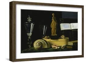 Still-Life with Statue, Books and Shells-Sebastian Stosskopf-Framed Giclee Print