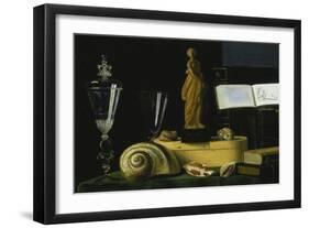 Still-Life with Statue, Books and Shells-Sebastian Stosskopf-Framed Giclee Print