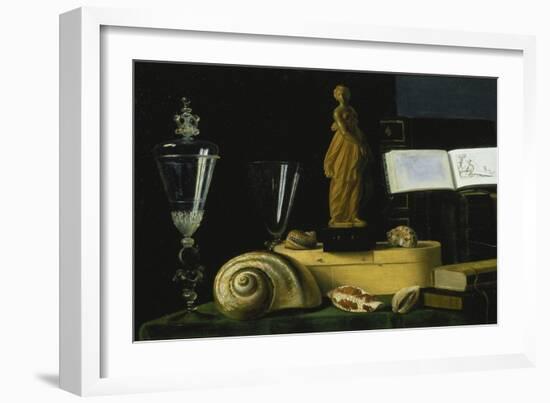 Still-Life with Statue, Books and Shells-Sebastian Stosskopf-Framed Giclee Print