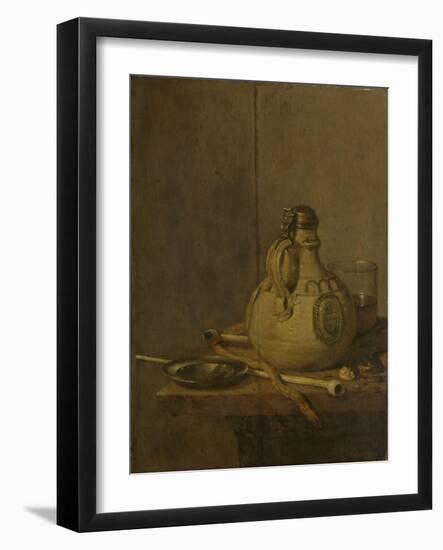 Still Life with Stoneware Jug and Pipes-Jan Jansz Treck-Framed Art Print