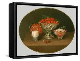 Still Life with Strawberries, 1863-Hannah Brown Skeele-Framed Stretched Canvas