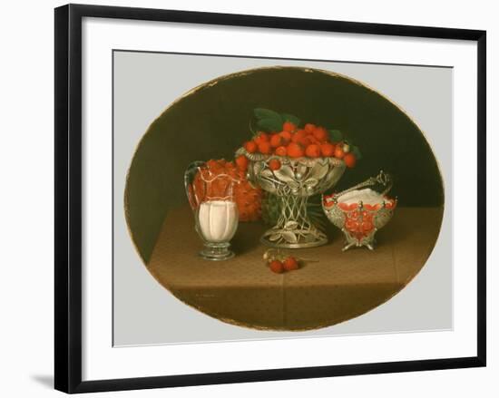 Still Life with Strawberries, 1863-Hannah Brown Skeele-Framed Giclee Print