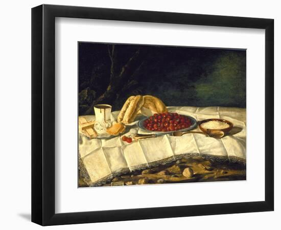 Still Life with Strawberries and Chocolate, c.1775-1790-Juan Bautista Romero-Framed Premium Giclee Print