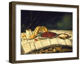 Still Life with Strawberries and Chocolate, c.1775-1790-Juan Bautista Romero-Framed Giclee Print