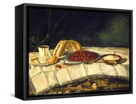 Still Life with Strawberries and Chocolate, c.1775-1790-Juan Bautista Romero-Framed Stretched Canvas