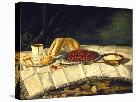 Still Life with Strawberries and Chocolate, c.1775-1790-Juan Bautista Romero-Stretched Canvas