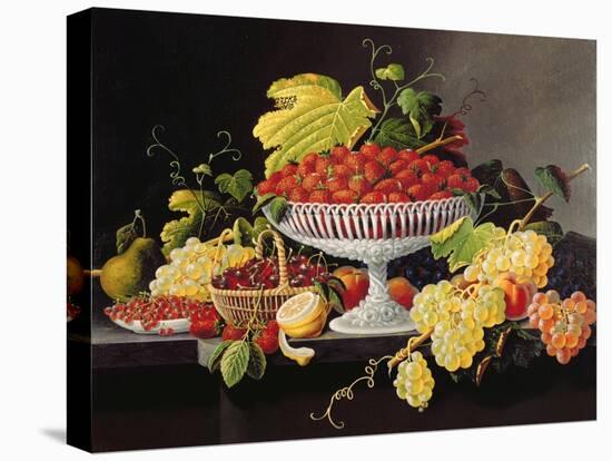 Still Life with Strawberries-Severin Roesen-Stretched Canvas