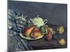 Still Life with Sugar Can, Pears and Tablecloth-Paul Cézanne-Mounted Giclee Print