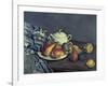 Still Life with Sugar Can, Pears and Tablecloth-Paul Cézanne-Framed Giclee Print