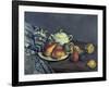 Still Life with Sugar Can, Pears and Tablecloth-Paul Cézanne-Framed Giclee Print