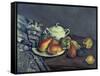 Still Life with Sugar Can, Pears and Tablecloth-Paul Cézanne-Framed Stretched Canvas