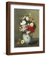 Still Life with Summer Flowers and Fruit-Antoine Vollon-Framed Giclee Print