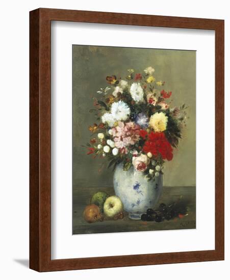 Still Life with Summer Flowers and Fruit-Antoine Vollon-Framed Giclee Print