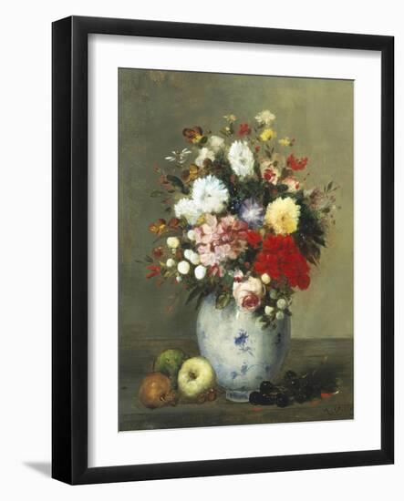 Still Life with Summer Flowers and Fruit-Antoine Vollon-Framed Giclee Print