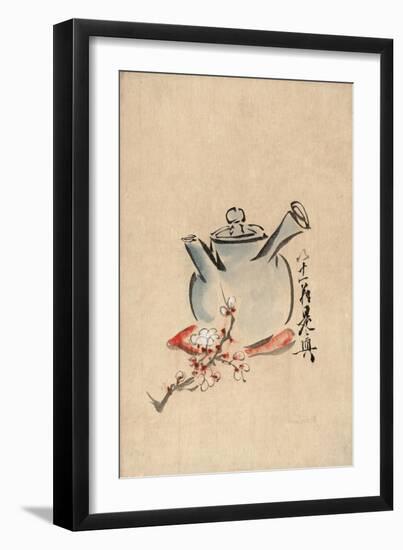 Still Life with Teapot and Cherry Blossom-null-Framed Art Print