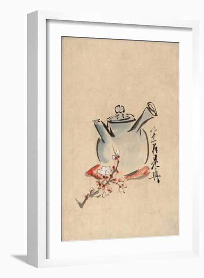 Still Life with Teapot and Cherry Blossom-null-Framed Art Print