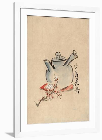 Still Life with Teapot and Cherry Blossom-null-Framed Art Print