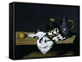 Still-Life with Teapot, c.1869-Paul Cézanne-Framed Stretched Canvas