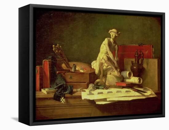 Still Life with the Attributes of the Arts, 1766-Jean-Baptiste Simeon Chardin-Framed Stretched Canvas